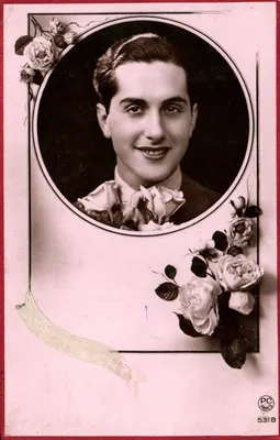 Retrato de um jovem — decoração de rosas — editor P-C, n° 5318