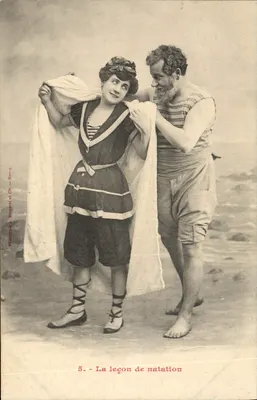 A aula de natação — cena de praia — Phototypie A. Burgaret et Cie — Nancy, n°5