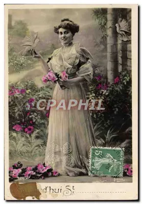 Mulher em vestido de estilo Arte Nova segurando pombas — editor Irene, n°3370