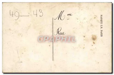 Uśmiechnięte pansy — tekst drukowany 'Moja myśl uśmiecha się' — wydawca Marque E.R. Paris, nr 7423 — Rewers