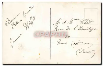 Kobieta w sukni z motywami trzymająca duży napis 'Bonne Fête' — REX 4825 — Rewers