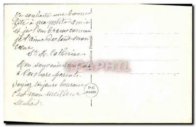 Bukiet róż i hawranu — wydawca P-C Paris — Rewers