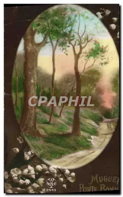 Bilhete postal antigo Fantasia Flores Mughuet