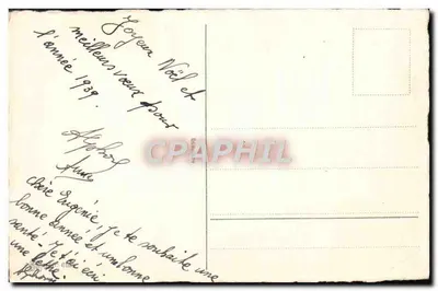 Anjo e anjo com cesta de lenços — Feliz Natal — editor não visível — Verso