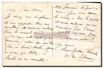 Piloto em um avião decorado com flores — Boa Ano — editor Marque-Sinus, n° 649 — Verso