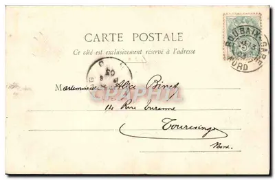 Uśmiechnięta kobieta oferująca butelkę tuszu — reklama 'Tusz Superior' — fototyp A. Béseret & Cie, Nancy, 1903 — Rewers