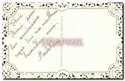 Jovem mulher — Aniversário — Edições LÉO, Paris — Verso