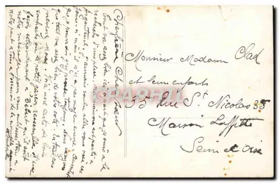 Dwa dzieci w strojach świątecznych — scenografia zimowa — wydawca J. Fournel, nr 1783 — Rewers