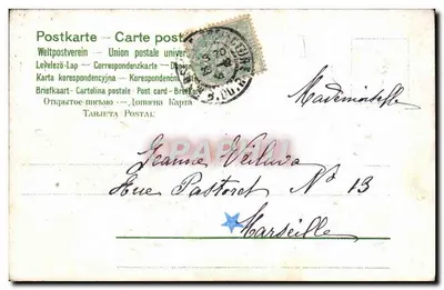 Cupido puxando um carrinho de flores — carta postal de Sainte-Adresse — editor não identificado — Verso