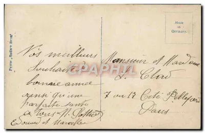 Młoda kobieta w różowej sukni — Szczęśliwy Nowy Rok — wydawca R. 4270-3 — Rewers
