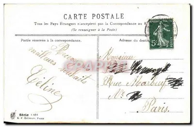 Kwitki zapomnienia — kartka pocztowa — K.F. Wydawcy, Paryż, seria 1.954 — Rewers