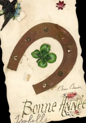 Bonne Année — Horseshoe et trèfle — Carte postale intérieure France/Algérie/Tunisie