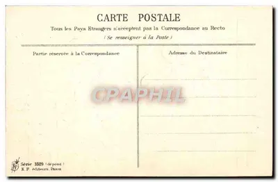 Lembrança de Amizade — criança brincando com folhas de trêfola — K F editores, Paris, série 3529 — Verso