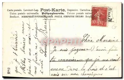 Criança escrevendo — Amizade Sincera — M.S.I.B. Série 435 — Verso