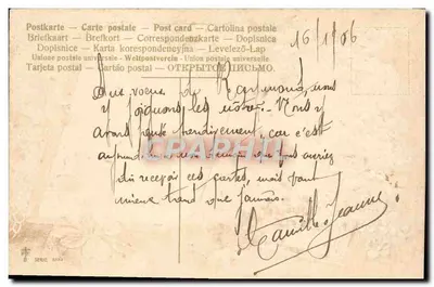 Livro aberto decorado com flores — Saint Marcel — 16 de janeiro de 1906 — série 6183 — Verso