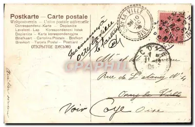 Urodziny dziecka — ilustracja dziecka w karmelku — wydawca 'N° 1016' — Rewers