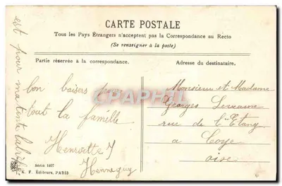 Crianças com buquê de flores — Boa & Feliz Ano — K. F. Editores, Paris, Série 1407 — Verso