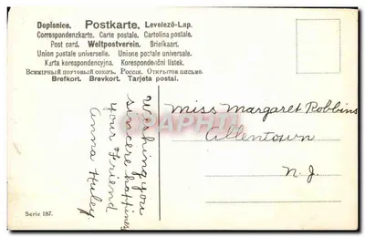 Paisagem rural com pintinho — editor União Postal Universal, série 187 — Verso