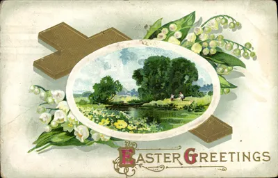 Paisagem de primavera — Páscoa — editor desconhecido, número de série não visível