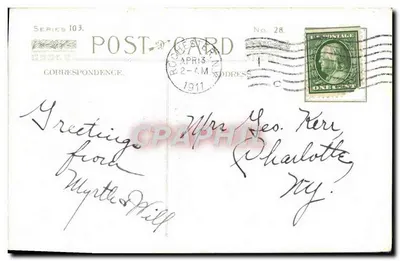 Croix de Pâques décorée de fleurs — vue d'une maison au bord d'un lac — éditeur 'POST CARD' série 103, n°28 — Rewers