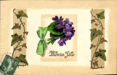Mata de violetas — Boa festa — Impressa na Alemanha