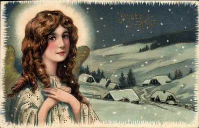 Anjo com asas — paisagem invernal — Feliz Natal