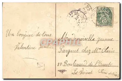 Menina com buquê de muguet e violetas — Lembrança afetuosa — editor não visível — Verso