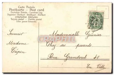Ragazza con colombi — Buona e felice festa — Carta postale multilingue — Verso