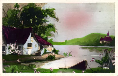 Paisagem lacustre com cabana — editor ABC, n° 2462