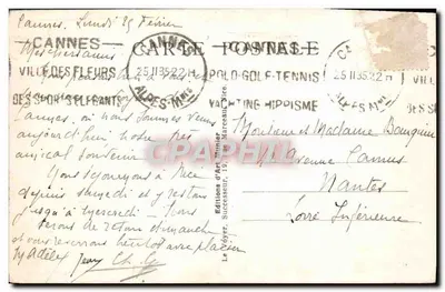 Antieke ansichtkaart Cannes De Haven En De Mont Chevalier boten — Achterkant