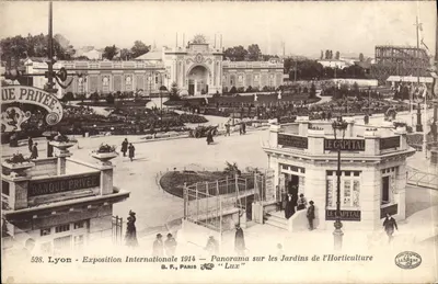 लियोन - अंतरराष्ट्रीय प्रदर्शनी 1914 — लियोन के बागों के बारे में पैनोरमा — बी.एफ., पेरिस