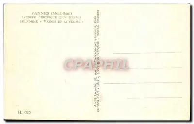 Vannes e sua Mulher — Grupo grotesco de um casal — Edições d'Art GUY — Verso