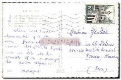 A Ilha de Ré — Lembrança da Ilha de Ré — Edições Lavelle — Verso