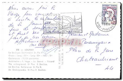 Ondergrondse basiliek van Sint-Pieter — Lourdes — Ed. P. Doucet, n°318 — Achterkant