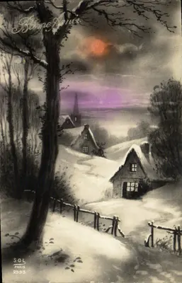 Paisagem invernal com aldeia nevada — S.O.L. PARIS 2993