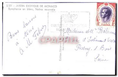 Jardim Exótico de Mônaco — Sinfonia em branco, Nolina recurvata — Edição Jardim Exótico do Plaçoch — Verso