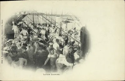 Lavagem corporal — Sala de lavagem a bordo de um navio — Glick & A. Rougault, Nancy
