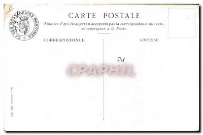 Bilhete postal antigo Bilhete postal antigo Ilustrador Gervese Croquis de desembarque Messageries Maritimes Hong Kong A descida em picadeiro — Verso