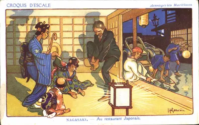 Nagasaki — No restaurante japonês — Messageries Maritimes