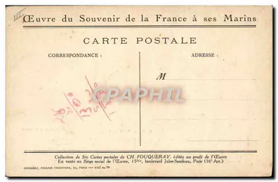 Para nuestros marineros — Canoneadores del Yser, del Aisne y de la Mosa — CH. Fouqueray — Reverso