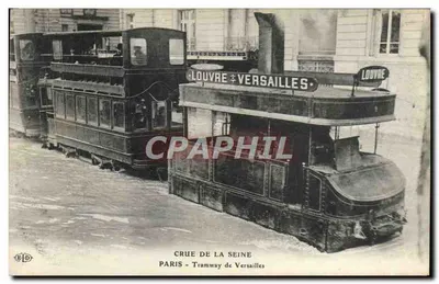 Überschwemmung der Seine — Paris - Tramway nach Versailles — Verlag ELD
