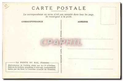 A Ponta do Raz (Finistère) — Circuitos automobilísticos a partir de Quimper — Linha Ferroviária de Paris a Orléans — Verso