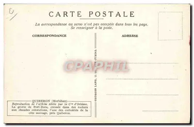 Quiberon — Gruta de Port-Bara — Trem de Paris a Orléans, editor Simonnot, n° 822 — Verso