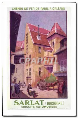 Sarlat (Dordogne) — circuitos automobilísticos — reprodução de cartaz da Cie d'Orléans