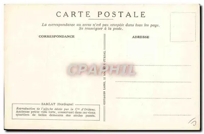 Sarlat (Dordogne) — circuitos automobilísticos — reprodução de cartaz da Cie d'Orléans — Verso
