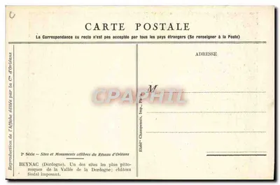 O Castelo e o Povoado de Beynac sobre a Dordogne — Constant-Duzal — 2ª Série — Verso