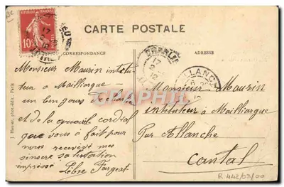 Monoplan Olieslaegers — Biériot XI, type Traversée de la Manche — J. Hauer, Paris — Rewers