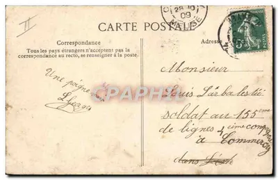 Bilhete postal antigo Avião Aviação o conde de Lambert sobre seu biplano Wright voa de Juvisy para a Torre Eiffel — Verso