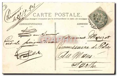 Circuito de Auvergne. Copa Gordon Bennett 1905 — M. Desson, capitão de estrada, encontrando o corredor Emery no ponte d'Enval — L'Hirondelle, Paris — Verso