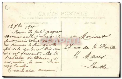 Col de la Moreno — scène de course automobile 1905 — éditeur imprimeur non visible — Verso